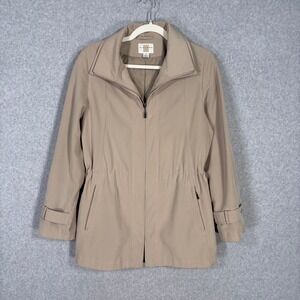 Gallery Jacket Small Tan Lightweight Pockets Rain Neutral Minimal Granny NO HOOD